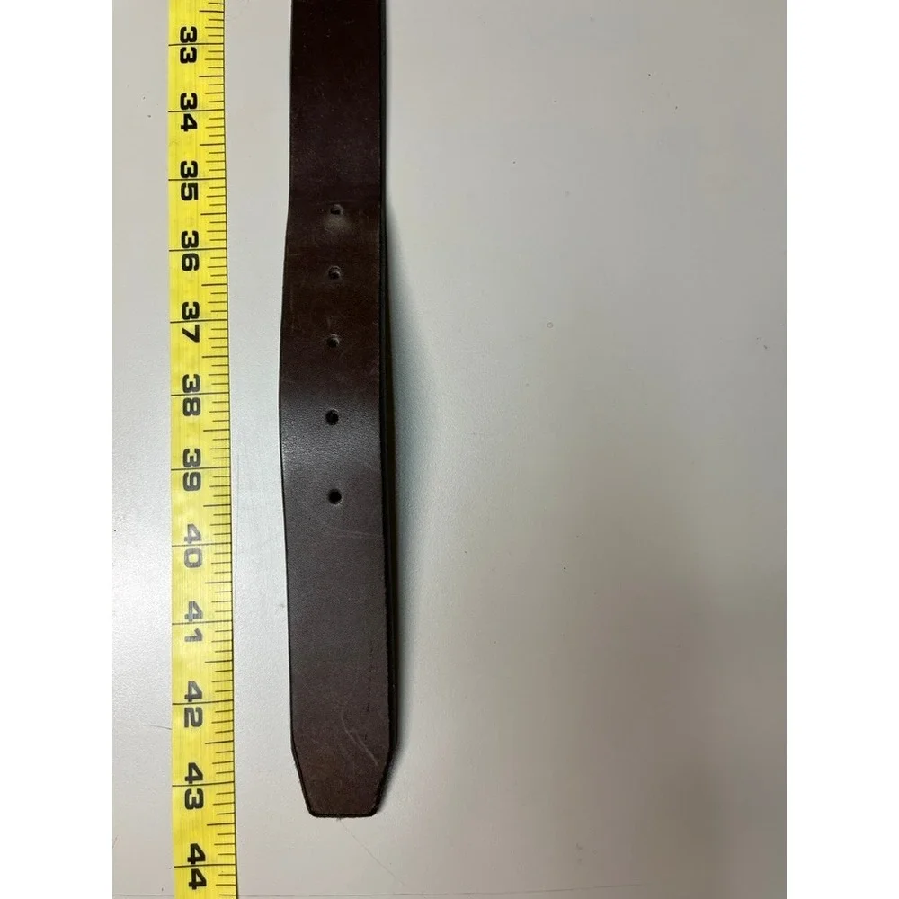 Eddie Bauer Mens Brown Leather Belt Made in Italy Brass Buckle Size 36 38